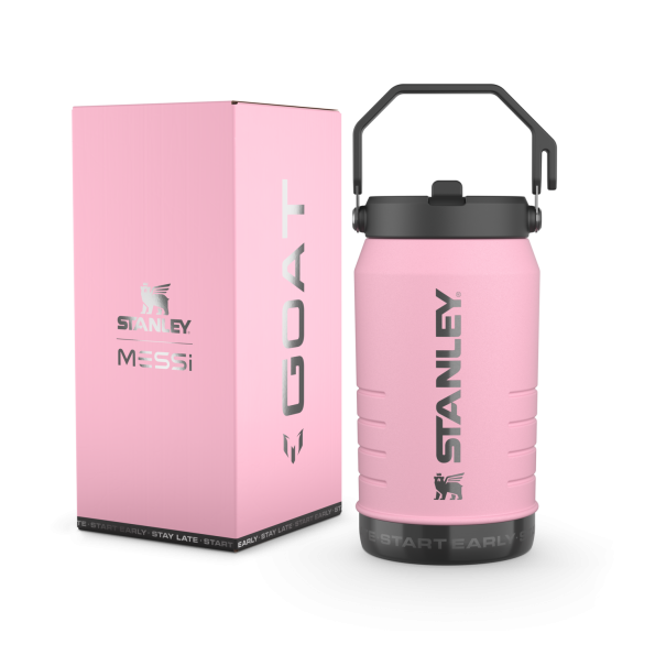 The Messi x Stanley IceFlow Water Jug with Fast Flow Lid 64 OZ In Messi GOAT Pink