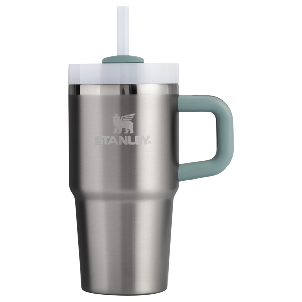 The Quencher H2.0 FlowState Tumbler 20oz with handle and straw In Stainless Steel Shale