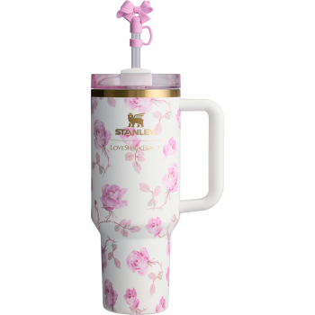 Stanley x Loveshackfancy Quencher H2.O FlowState Tumbler 40OZ in Ribbon Rosa